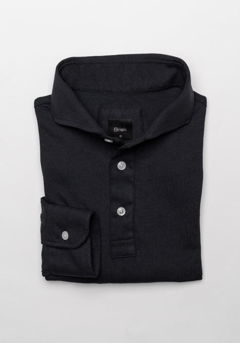 Black Feather Soft Piqué Full Sleeve Polo Shirt