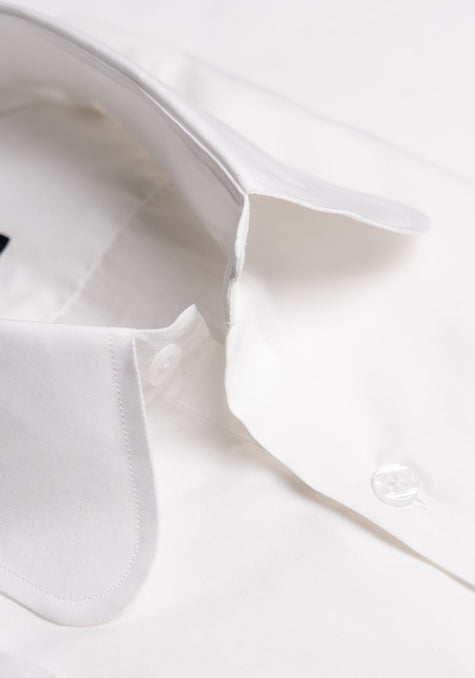 Egyptian White Light Weight 80's Poplin Shirt - Club Collar