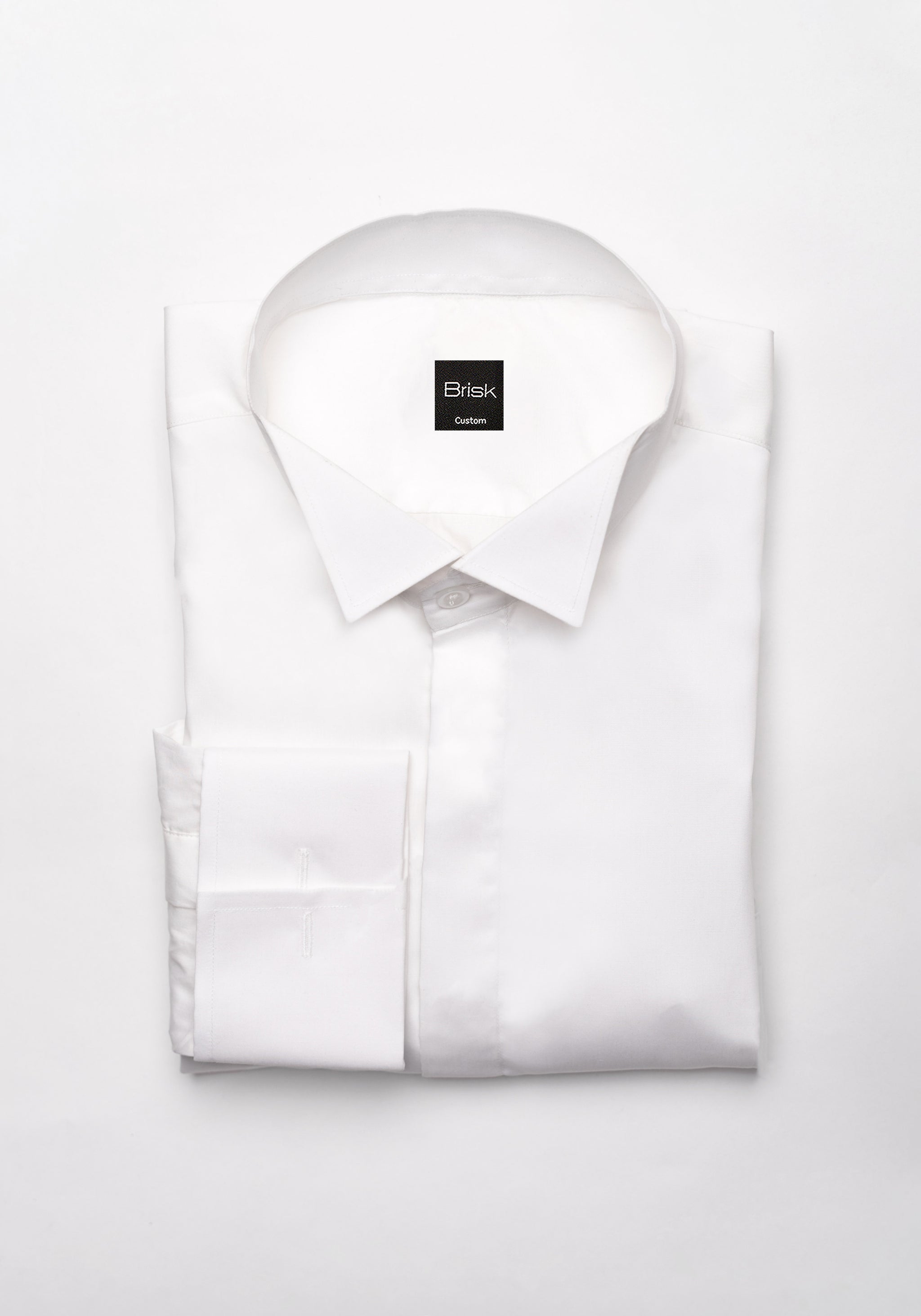 Egyptian White 60's Poplin Wingtip Collar Shirt - Bib Front