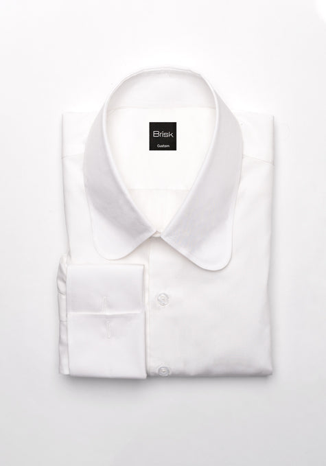 Egyptian White Light Weight 80's Poplin Shirt - Club Collar