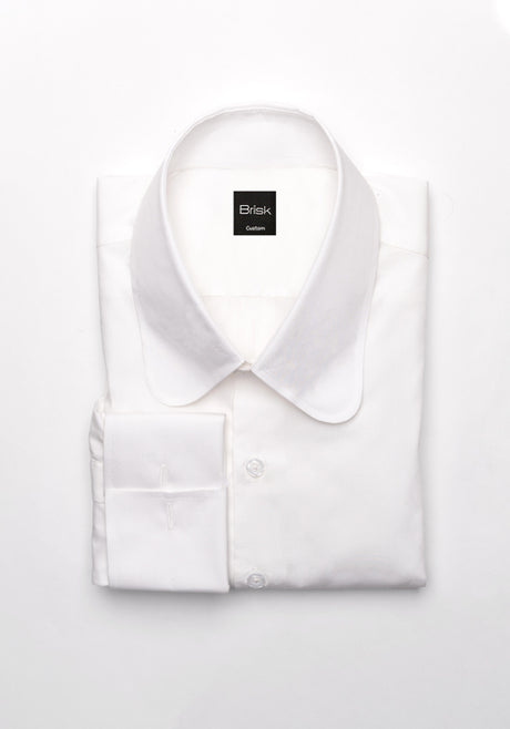 Egyptian White Light Weight 80's Poplin Shirt - Club Collar