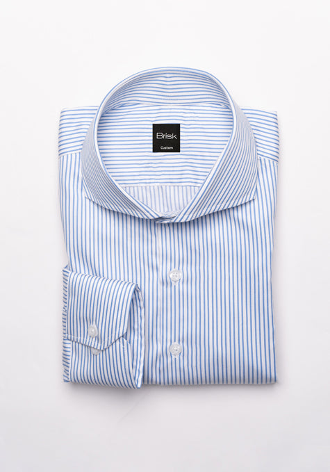 Italian Blue Twill Stripes Shirt