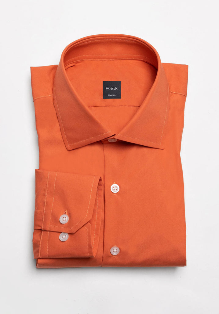 60's Super Fine Tangerine Poplin -Wrinkle Resistant Shirt--