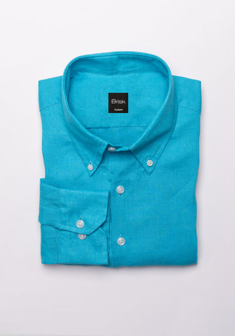 Turquoise Italian Linen Shirt