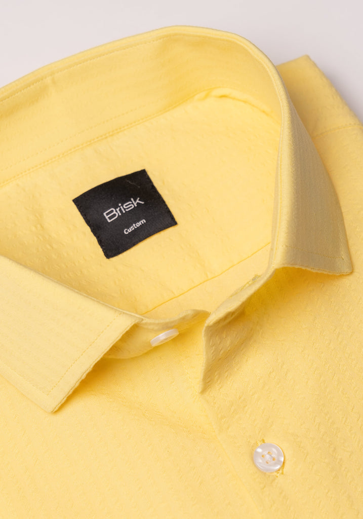 Yellow Seersucker Stripes Shirt