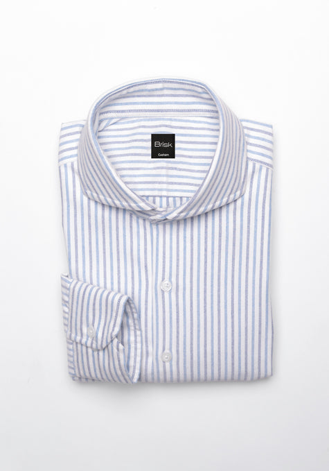 Dual Blue Oxford Stripes Shirt - Wrinkle Resistant