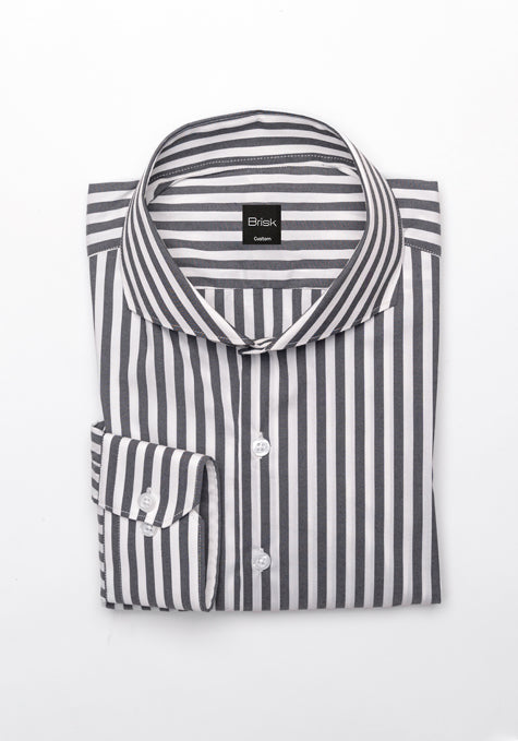Charcoal Grey Performance Stretch Bengal Stripes Shirt - Wrinkle Resistant
