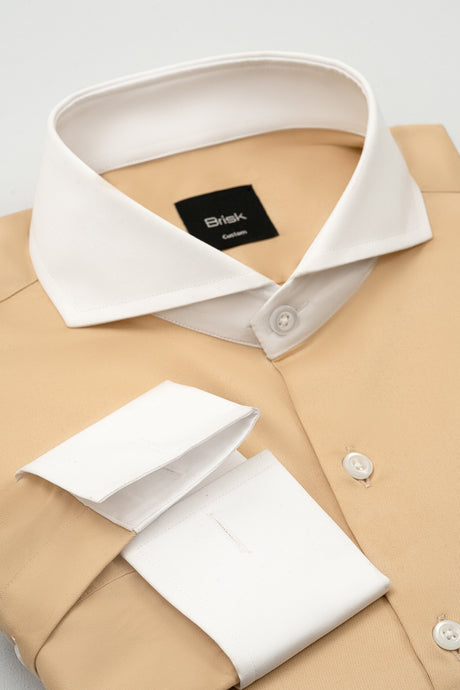 Beige Twill Wrinkle-Free Shirt-2