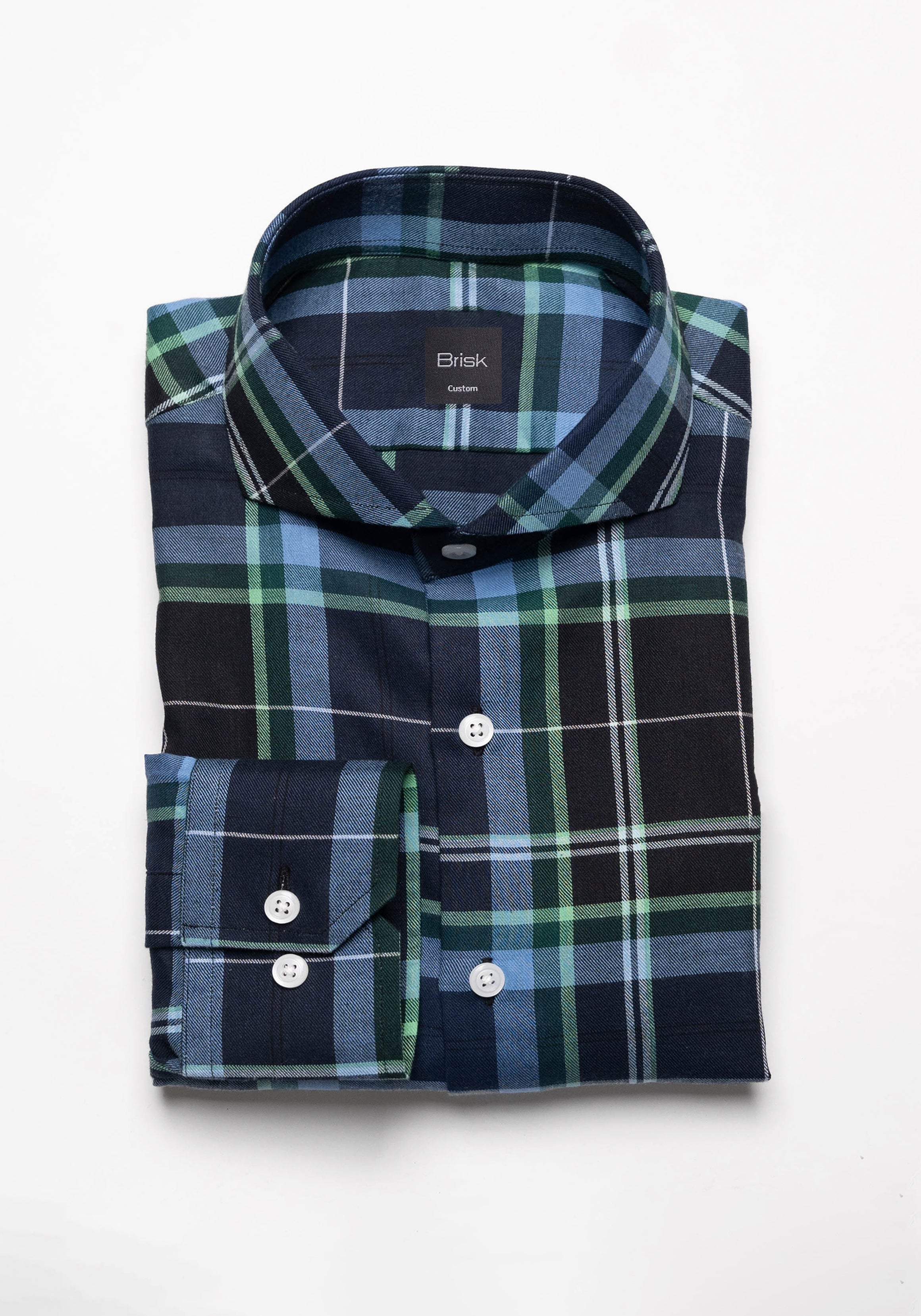 Black Blue Green Plaid Light Weight Flannel Shirt 15.5 / Slim Black Blue Green Plaid Light Weight Flannel Shirt 15.5 / Slim