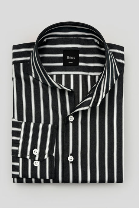 Black Bold Striped Wrinkle-Resistant Shirt-1
