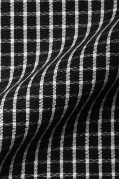 Black Grid Peached Wrinkle Resistant