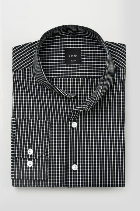 Black Grid Peached Wrinkle Resistant Shirt-1
