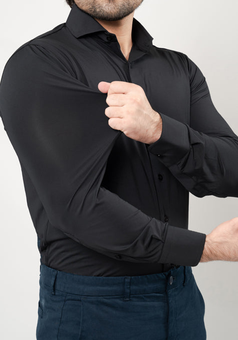 Black Performance Jersey 4 Way Super Stretch Shirt