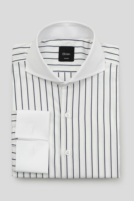 Black and White Wide Striped Wrinkle-Resistant Shirt