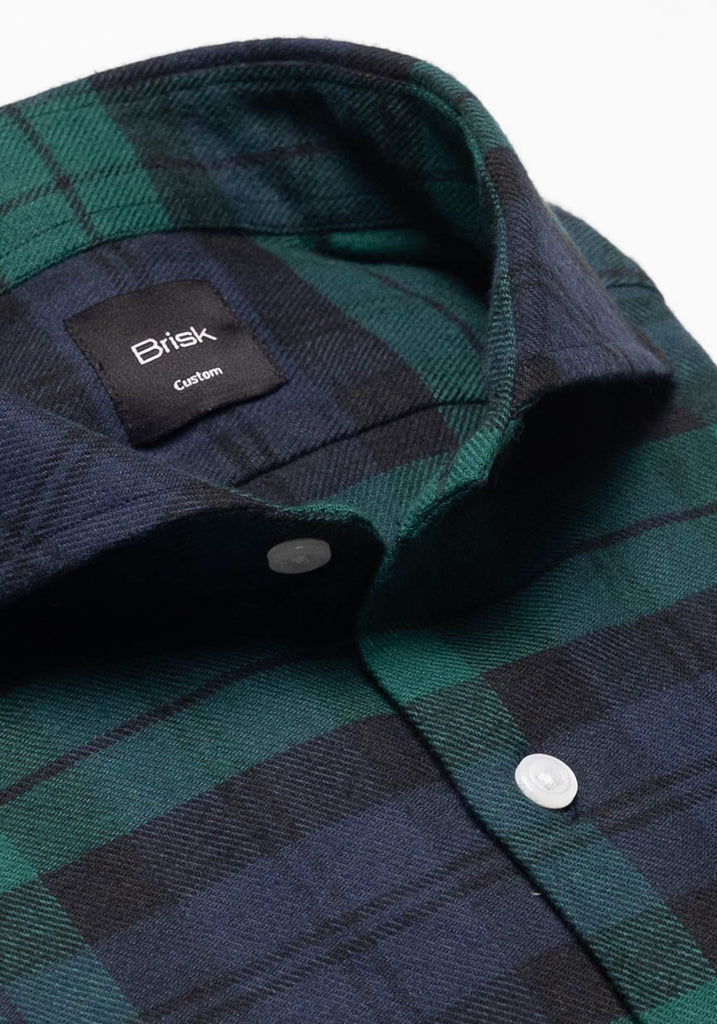 Blue Green Black Watch Bold Tartan Flannel Shirt-1