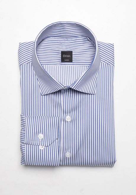 Blue Performance Stretch Stripes Shirt-Wrinkle Free