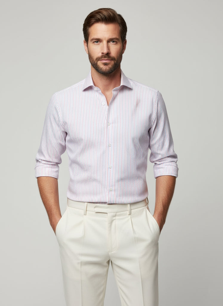 Blue Pink Glossy Stripes Shirt