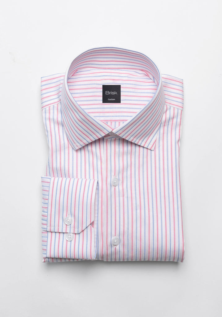 Blue Pink Glossy Stripes Shirt
