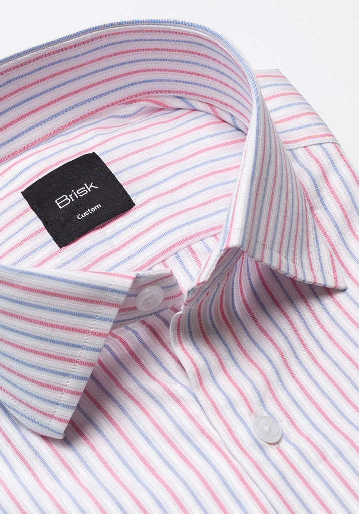 Blue Pink Glossy Stripes Shirt