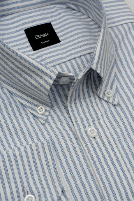 Blue Striped Oxford Two-Ply Shirt-1