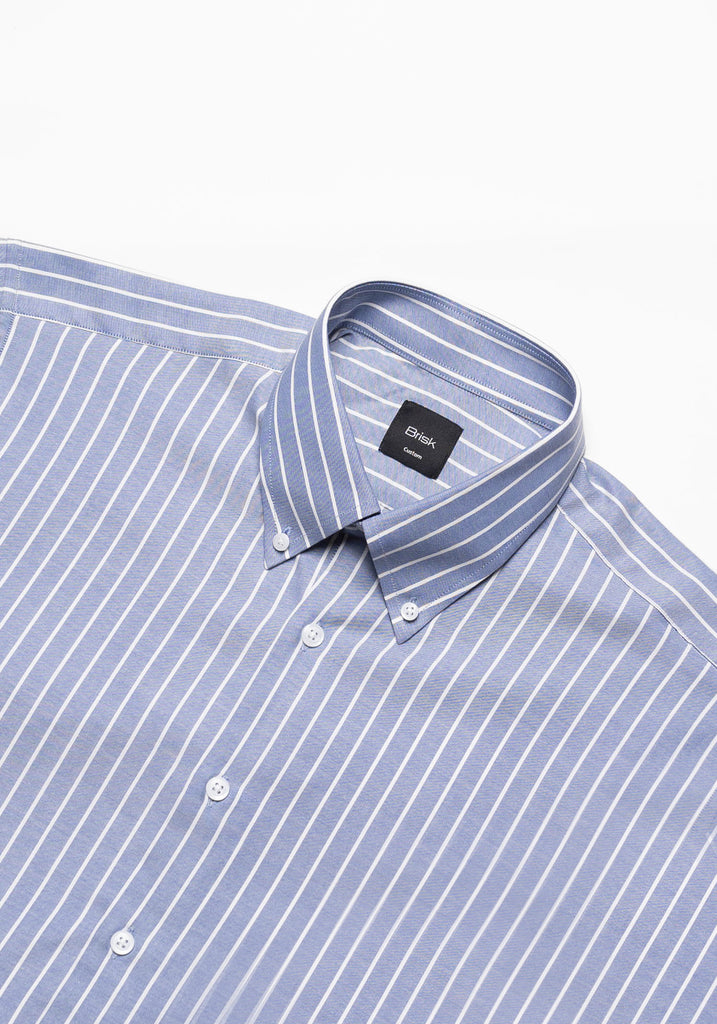 Blueish Gray Chambray Performance Stretch--Stripes Shirt