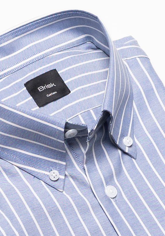 Blueish Gray Chambray Performance Stretch Stripes--Shirt