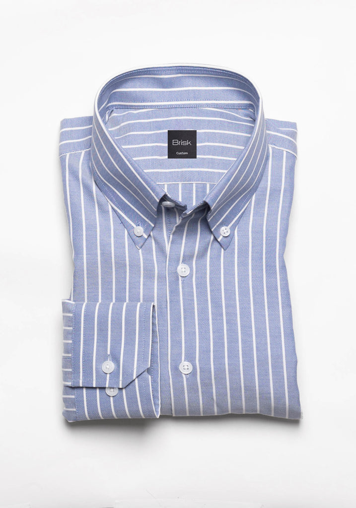 Blueish Gray Chambray Performance Stretch Stripes Shirt