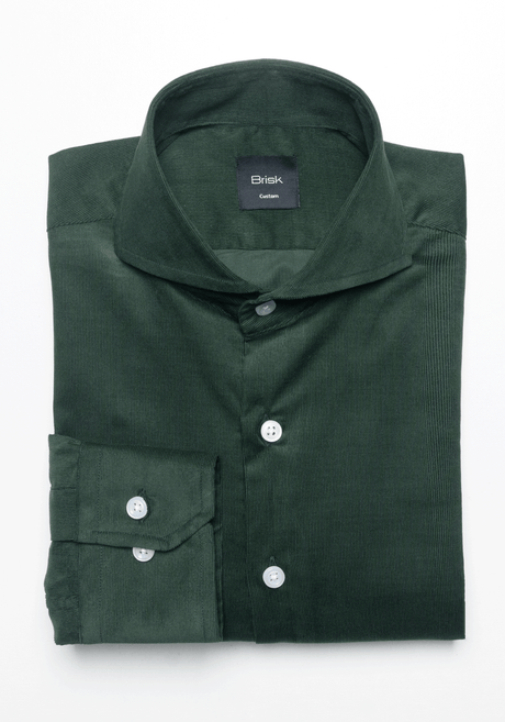 Bottle Green Fine Wale Corduroy Shirt