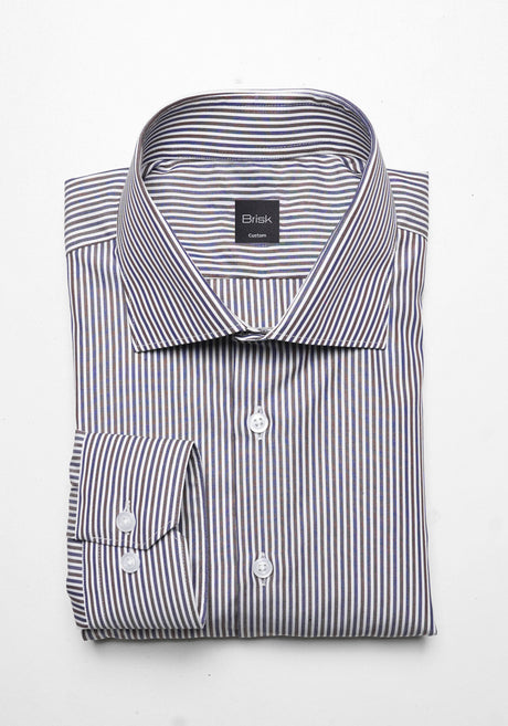 Brown Blue Narrow Stripes Shirt