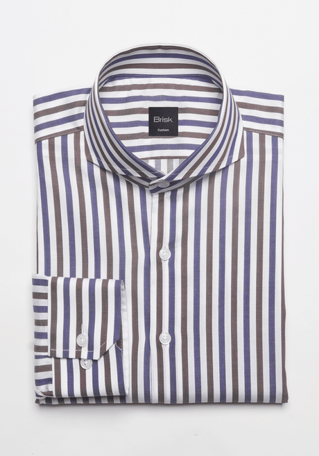 Brown Blue Stripes Shirt