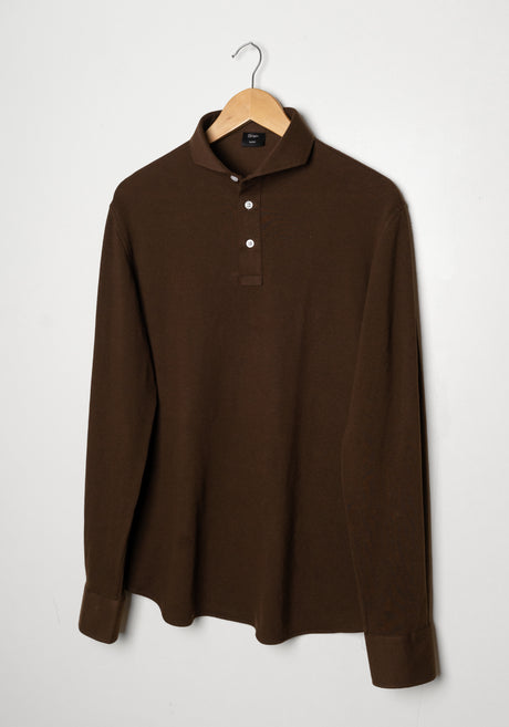 Brown Feather Soft Piqué Full Sleeve Polo Shirt-2