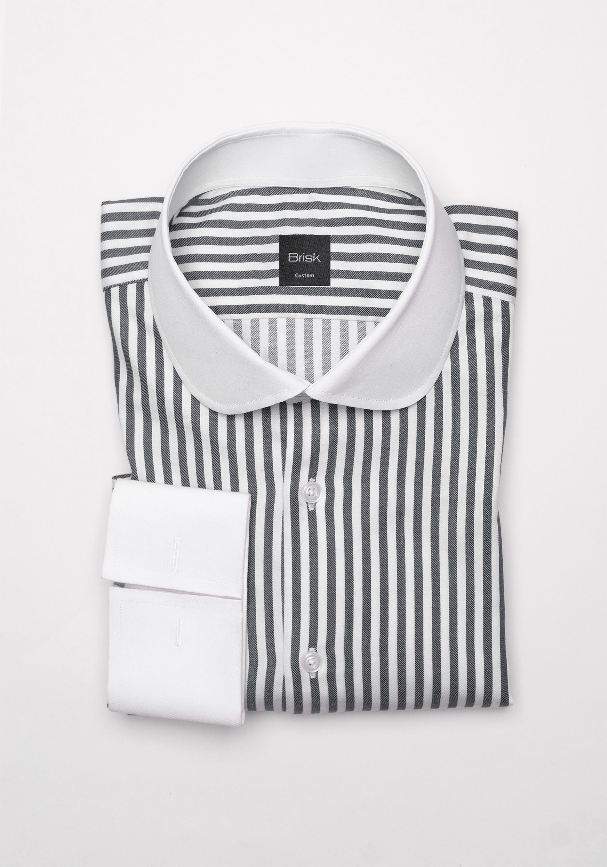 Charcoal Bengal Twill Stripes Pima Cotton Shirt - White Club