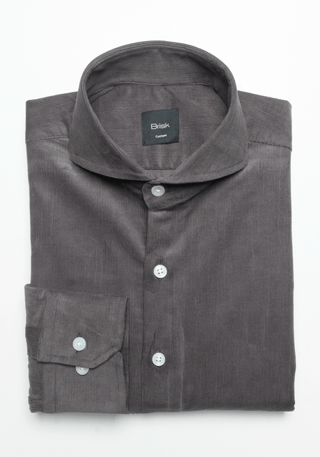 Charcoal Fine Wale Corduroy Shirt