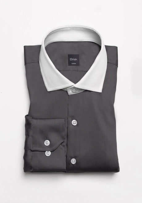 Charcoal Grey Non-Iron  Gloss Twill Shirt-1
