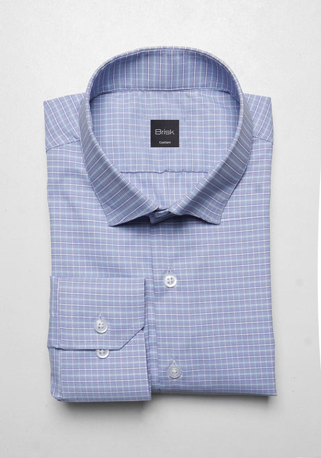 Crisp Blue Grid Traveller Performance Stretch Shirt