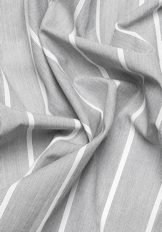 Crisp Grey Bold-Stripes