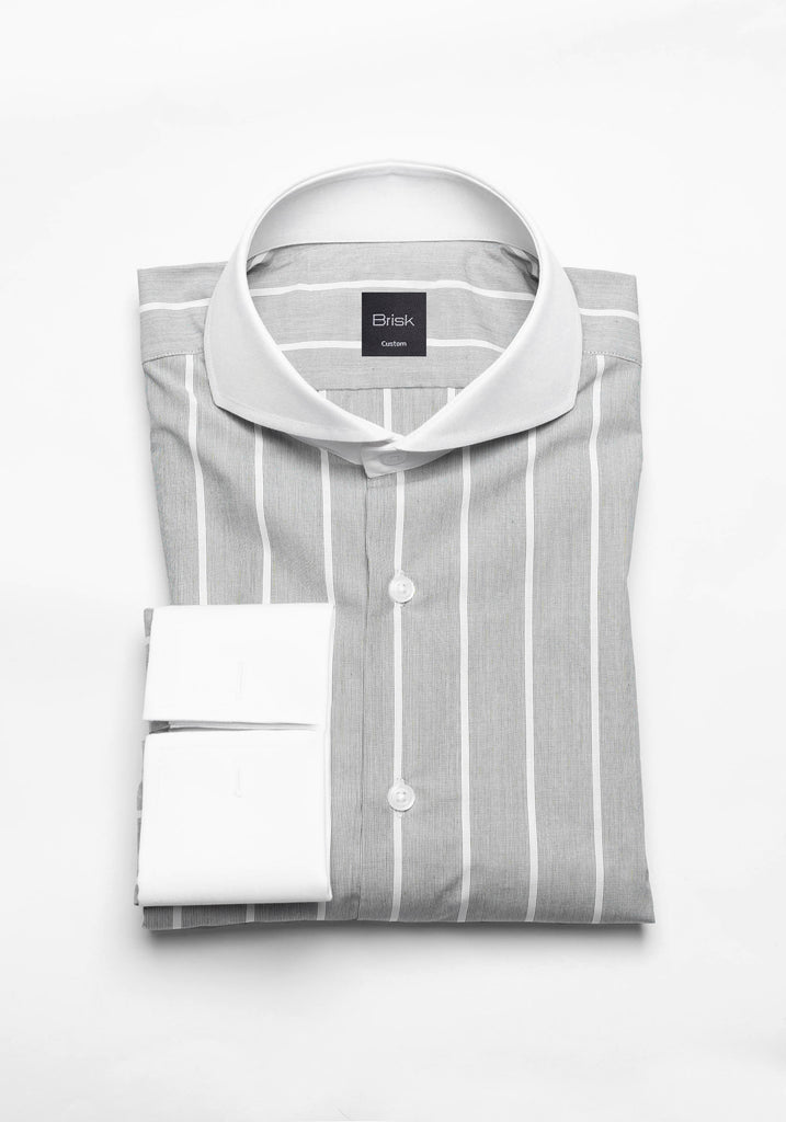Crisp Grey Bold Stripes Shirt