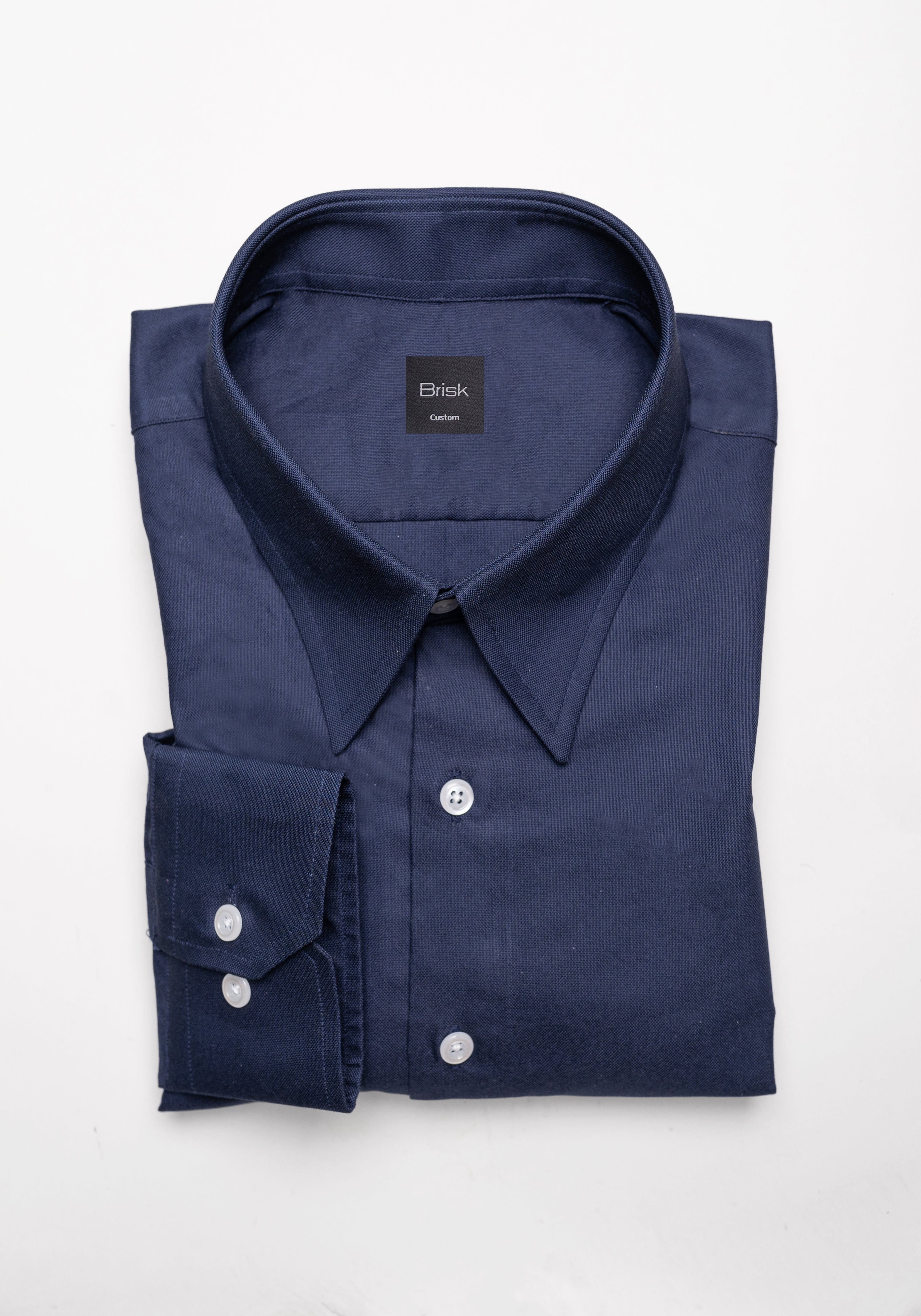 Crisp Heavy Weight Navy Blue Oxford Pinpoint Classic Straight Collar Shirt Crisp Heavy Weight Navy Blue Oxford Pinpoint Classic Straight Collar Shirt
