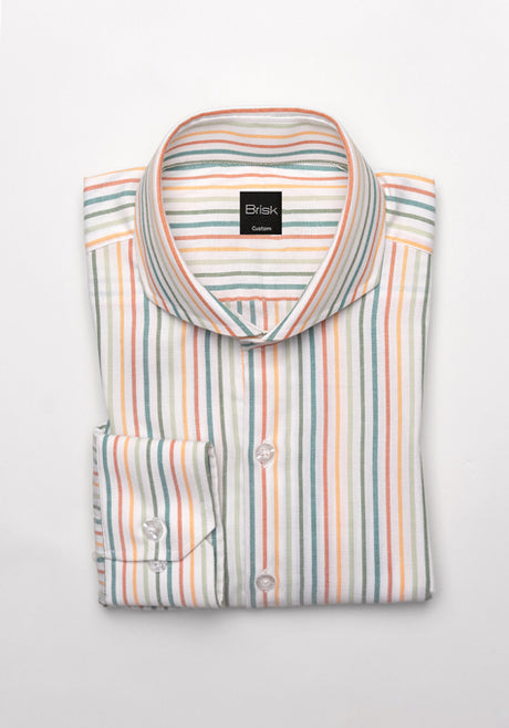 Crisp Multi-Color Poly Pinpoint Stripes Shirt - Cutaway Extreme Collar