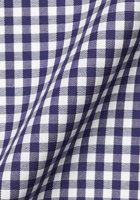 Crisp Navy Blue Tencel Poly Gingham - Wrinkle Free