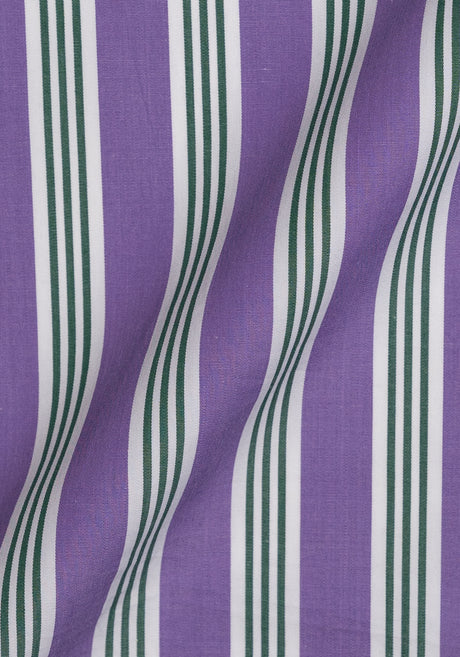 Crisp Purple Green Bold Stripes Shirt - White Collar