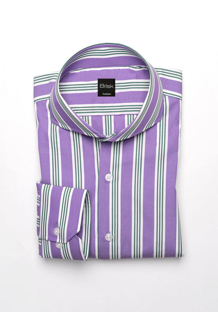 Crisp Purple Green Bold Stripes Shirt - Wrinkle Resistant