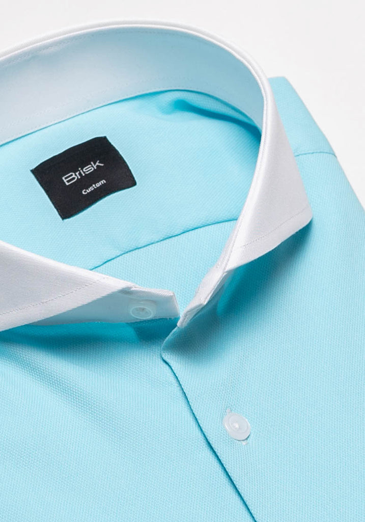 Crisp Turquoise Poly-Stretch--Structured-Shirt