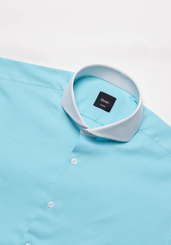 Crisp Turquoise Poly-Stretch-Structured-Shirt