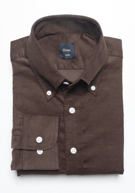 Dark Chocolate Brown Fine Wale Corduroy Shirt