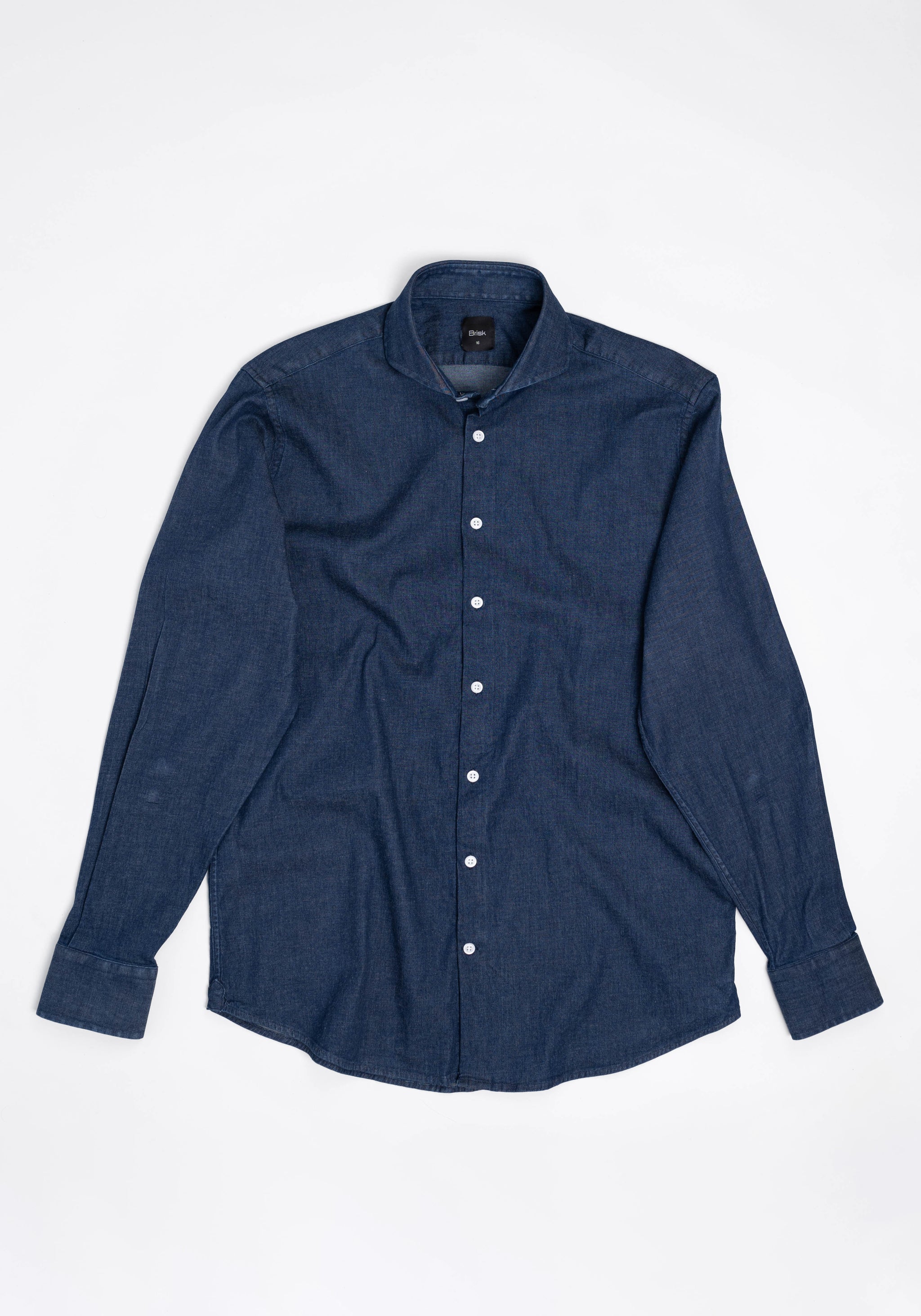 Denim Dark Indigo Wash Shirt - Cutaway Extreme Collar – Brisk
