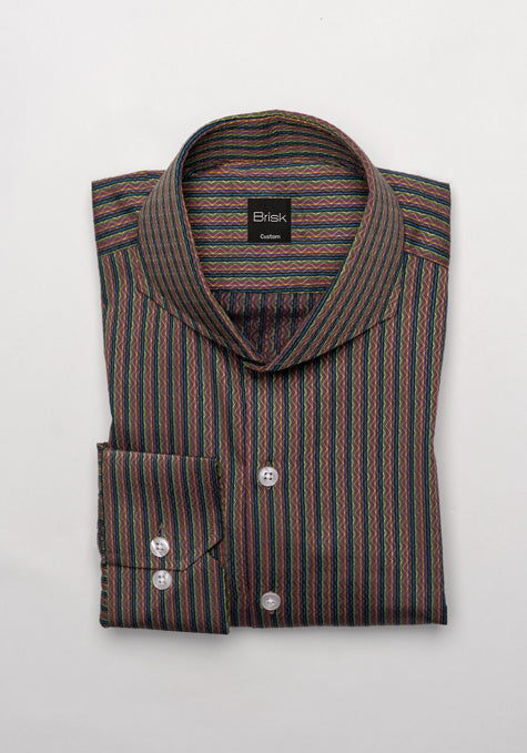 Egyptian Brown Multi-Color Pattern Stripes Shirt - Wrinkle Resistant