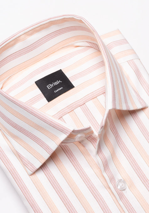 Egyptian Pale Orange Red Royal Oxford Stripes Shirt