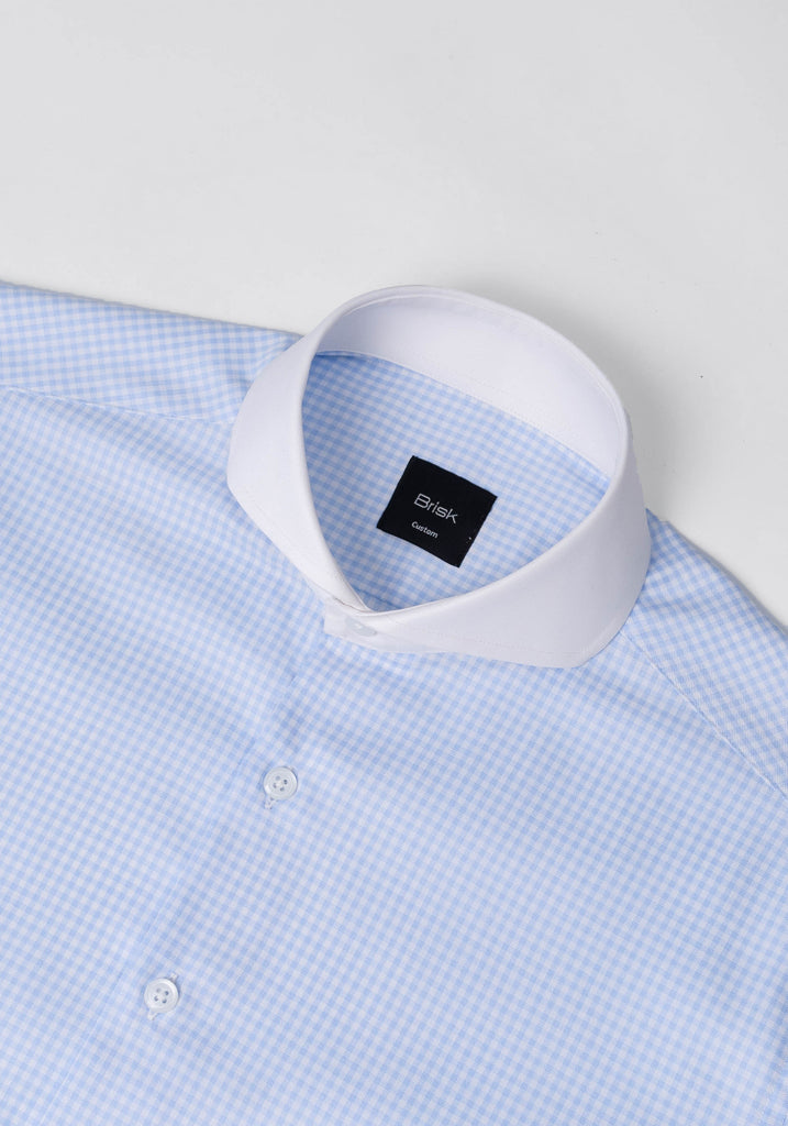 Egyptian Pastel Blue Gingham Shirt