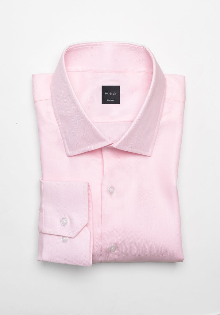Egyptian Pastel Pink Herringbone Shirt - Cutaway Classic Collar